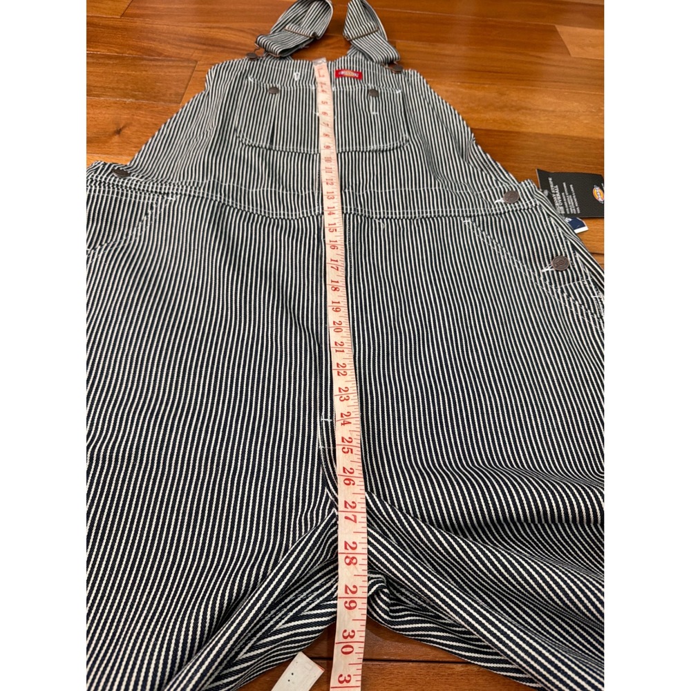 NWT Dickies Hickory Stripe Bib Overalls Mens Blue White Workwear 38X32 - Picture 7 of 9